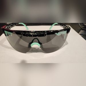 Black and blue splatter Pit Viper sunglasses